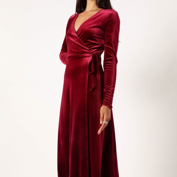 Darby Long Sleeve Midi Dress – Burgundy
